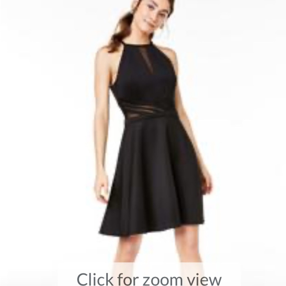City Triangles Black Mesh Halter Dress